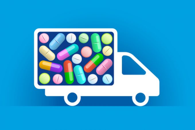 Truck filled with medicines for transport